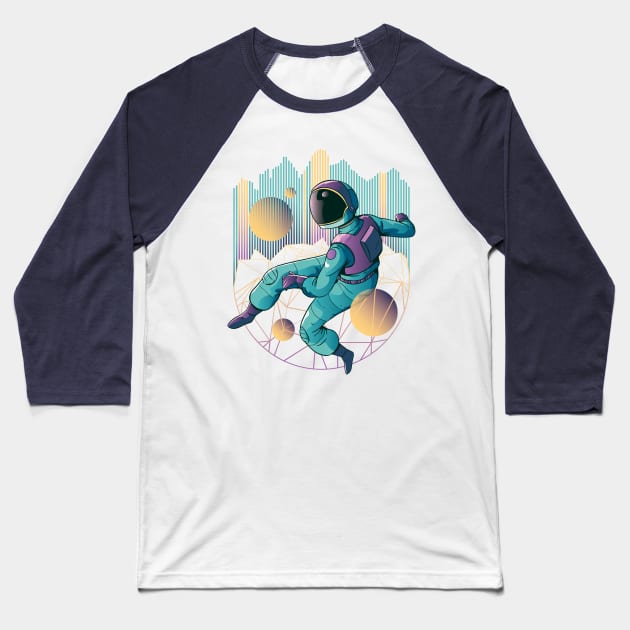 Retro Astronaut Print Baseball T-Shirt by Urban_Vintage